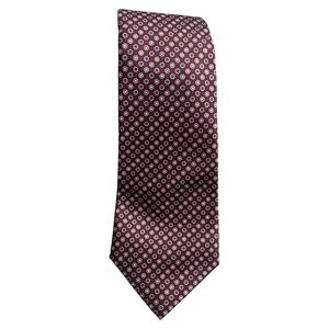 Vintage Paco Rabanne Paris Men’s Silk Necktie Red Geometric Pattern